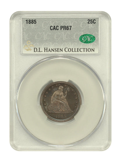 1885 25C CACG PR67 ex: D.L. Hansen - Liberty Seated Quarter