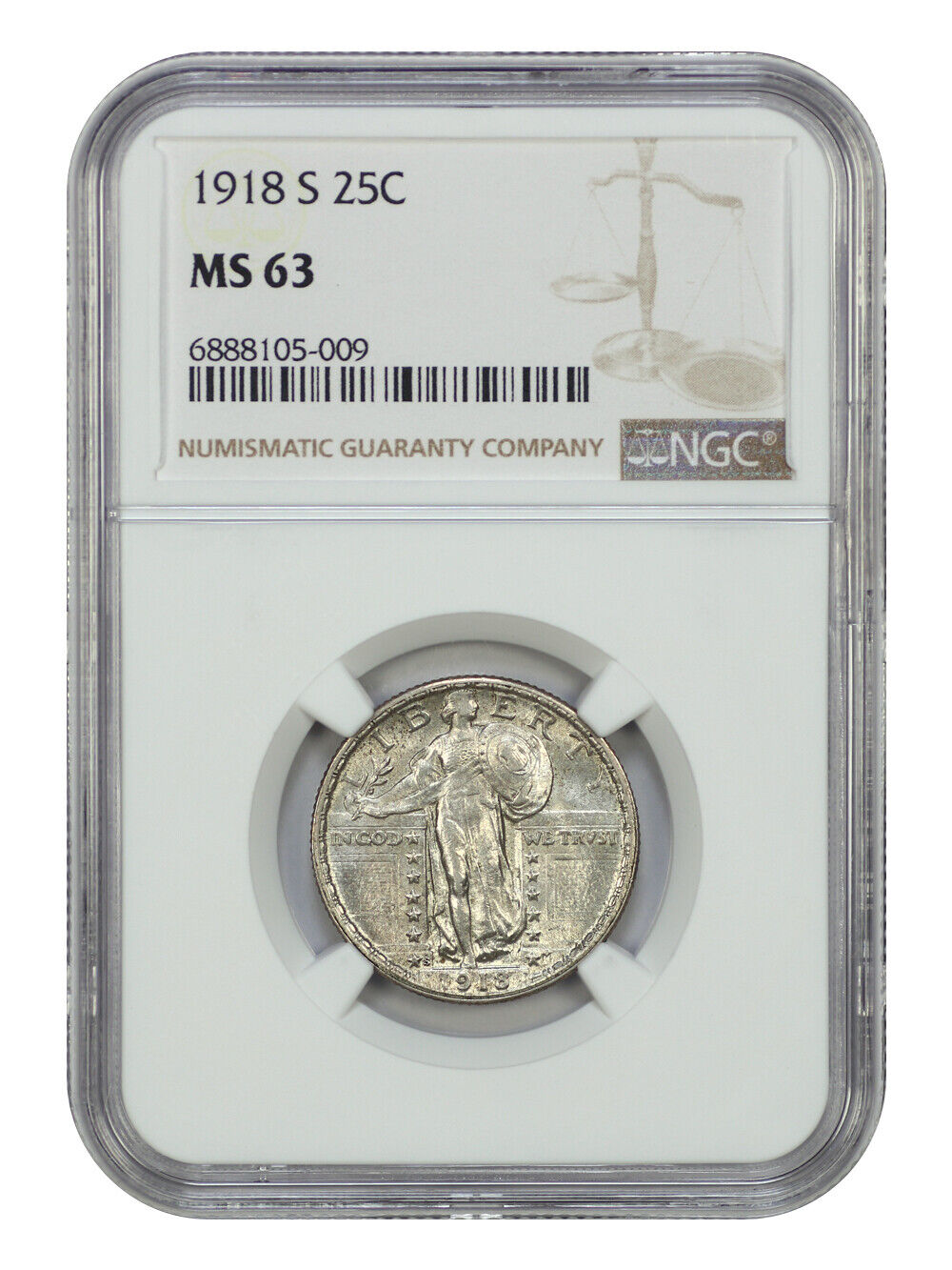 1918-S 25C NGC MS63 - Standing Liberty Quarter