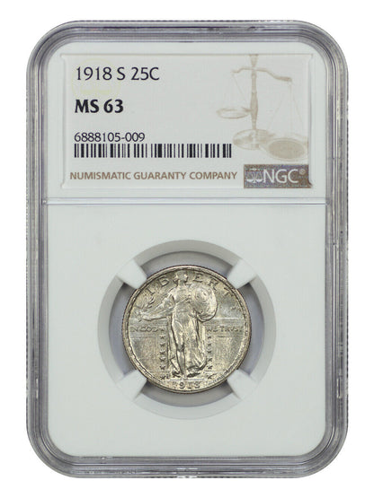 1918-S 25C NGC MS63 - Standing Liberty Quarter