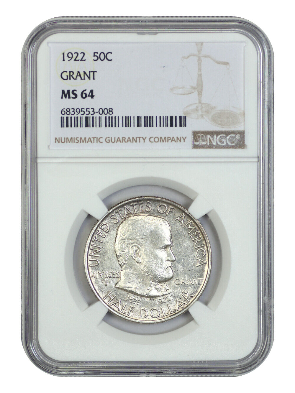 1922 50C Grant NGC MS64 - Classic Silver Commemorative