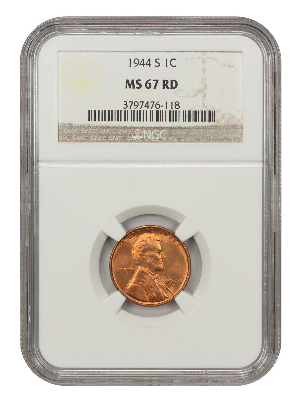 1944-S 1C NGC MS67RD