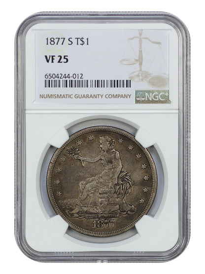 1877-S T$1 NGC VF25 - Trade Dollar - Great Type Coin