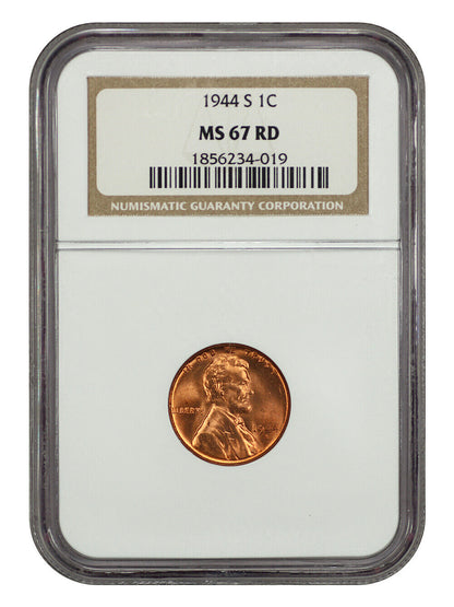 1944-S 1C NGC MS67RD - Lincoln Cent (Wheat Reverse)