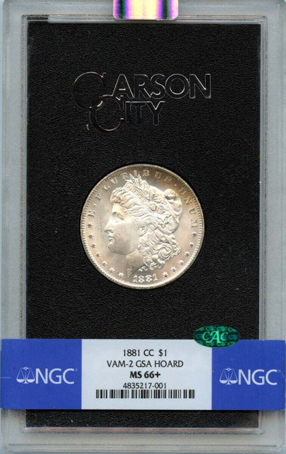 1881-CC Morgan Dollar VAM-2 GSA HOARD S$1 NGC MS66+ CAC