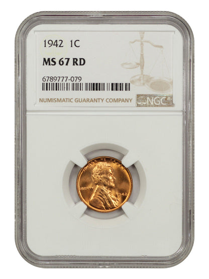 1942 1C NGC MS67RD