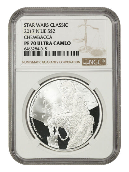 Niue: 2017 Star Wars Chewbacca $2 NGC Proof 70 UCAM (With Box and COA)