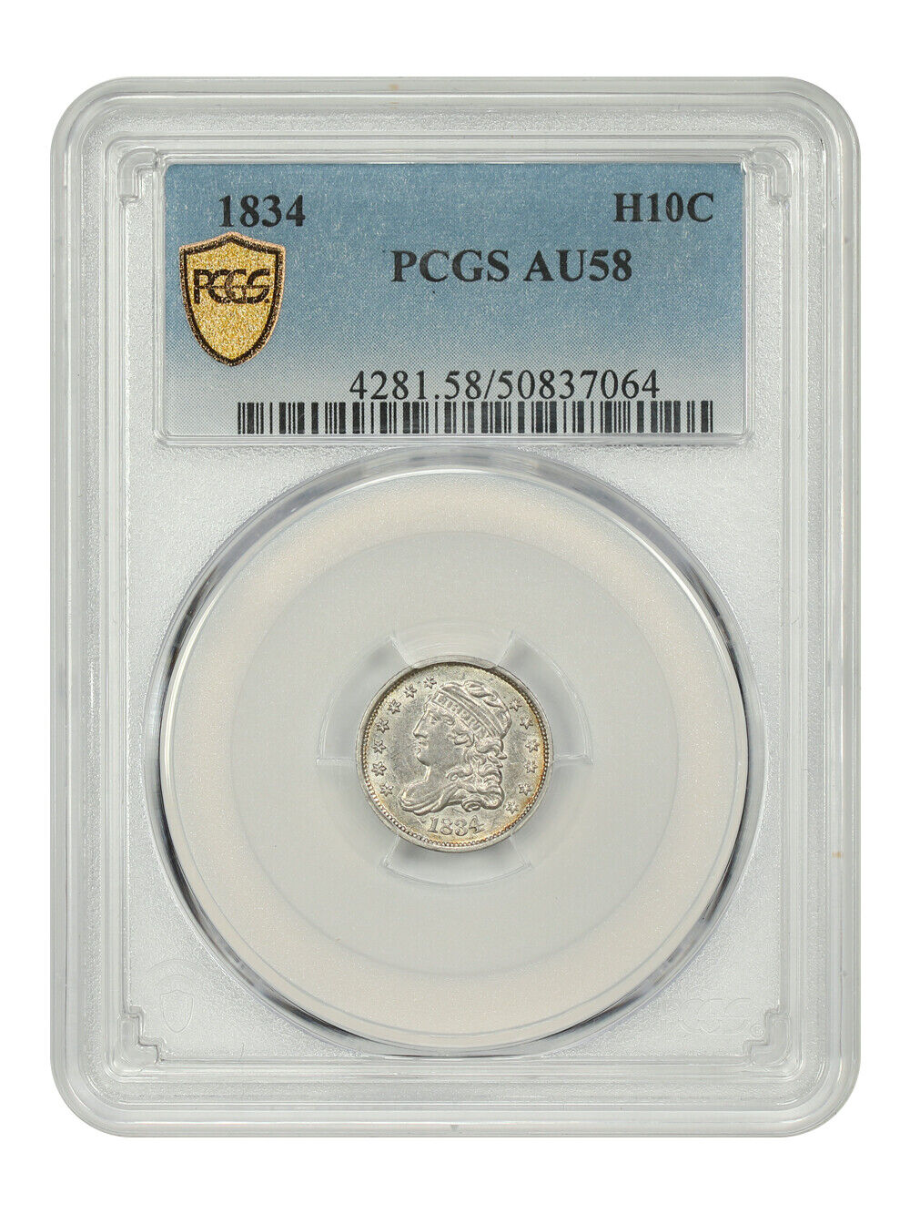 1834 H10C PCGS AU58 - Capped Bust Half Dime