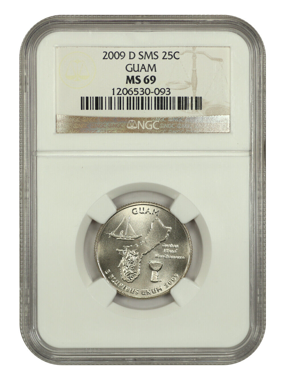 2009-D 25C Guam NGC SP69 (Satin Finish) - Type 1, Clad