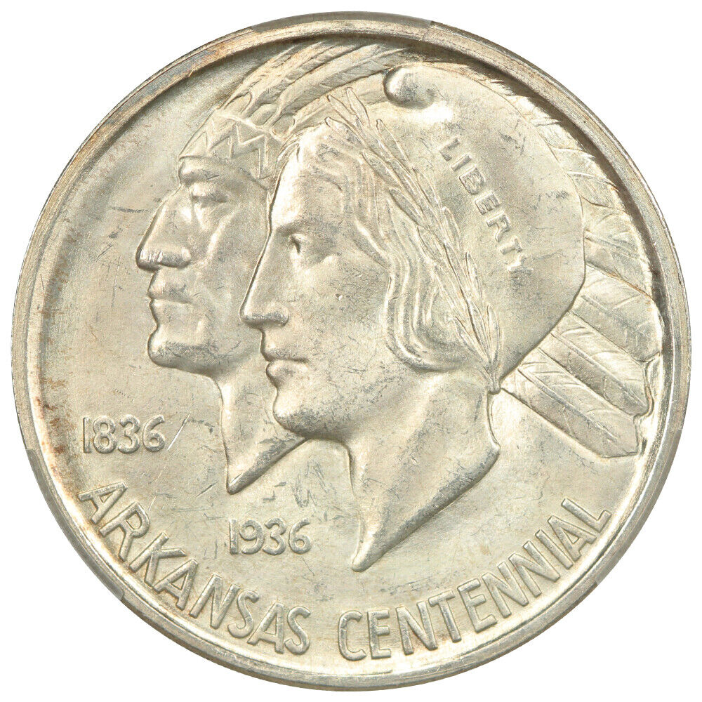 1936-D 50C Arkansas CACG MS66 - Classic Silver Commemorative - Low Mintage Issue