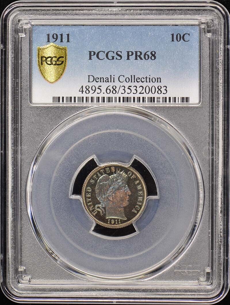 1911 10C Barber Dime PCGS PR68