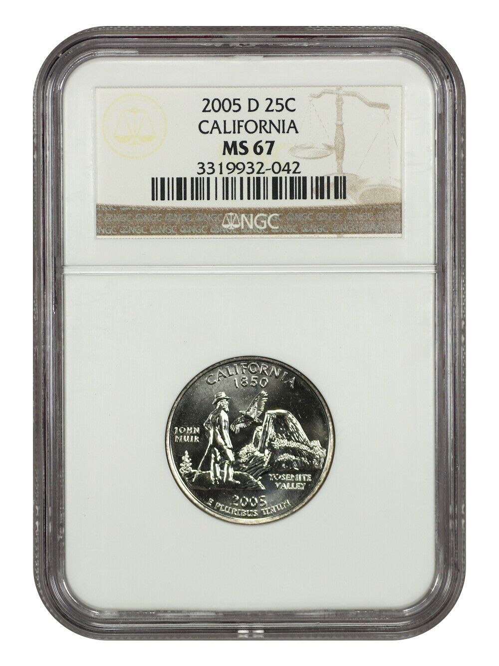 2005-D 25C California NGC MS67 - Washington 50 States Quarters