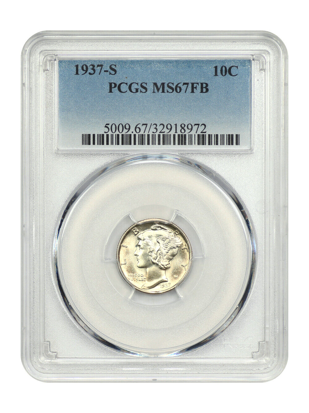 1937-S 10C PCGS MS67FB - Mercury Dime - Better S-Mint