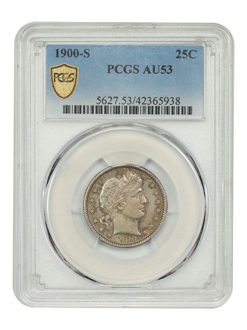 1900-S 25C PCGS AU53 - Barber Quarter