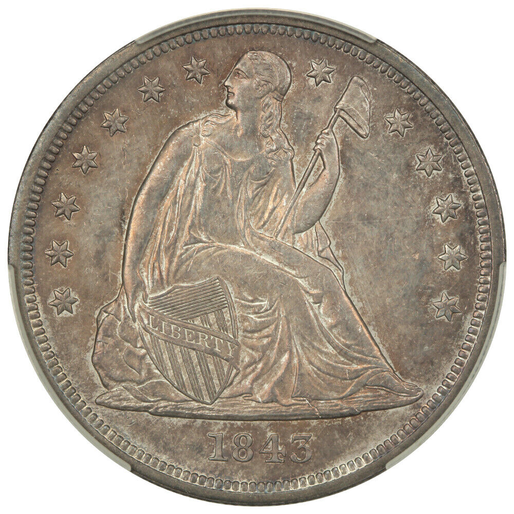 1843 $1 CACG MS63 - Liberty Seated Dollar