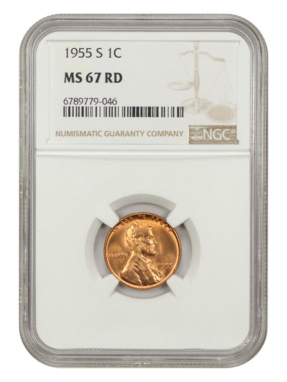 1955-S 1C NGC MS67RD