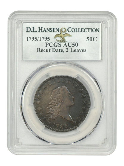 1795/1795 50C PCGS AU50 (Recut Date, 2 Leaves)