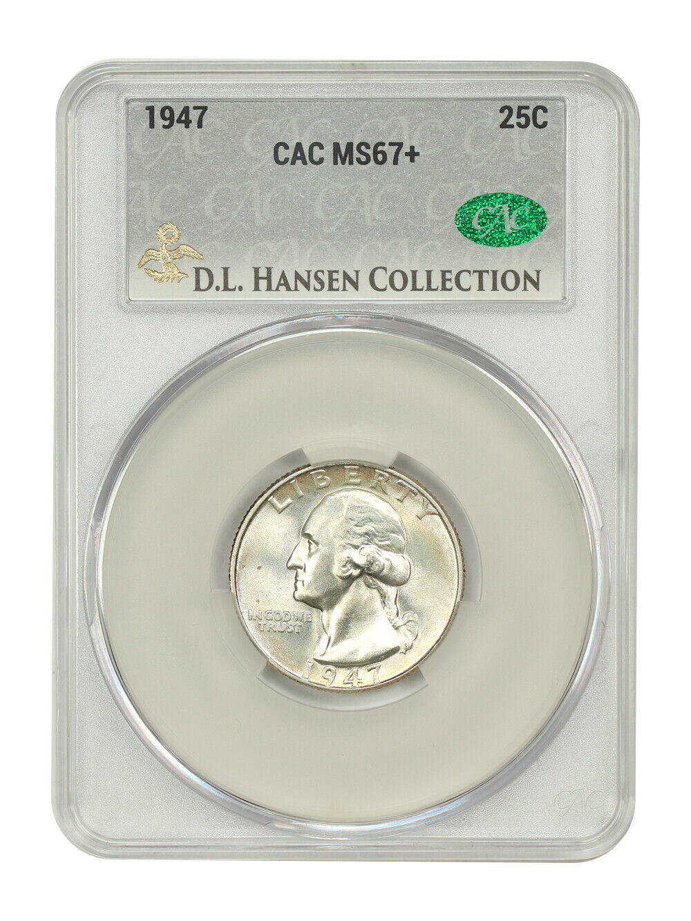 1947 25C CACG MS67+ ex: D.L. Hansen - Washington Quarter