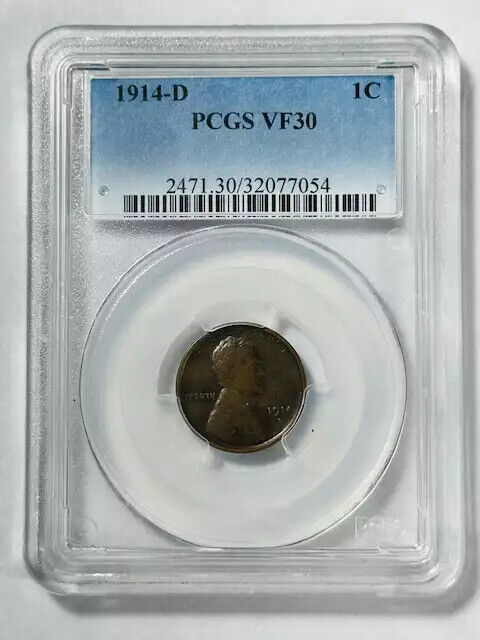 1914 D Small Cents Lincoln Penny PCGS VF-30 BN