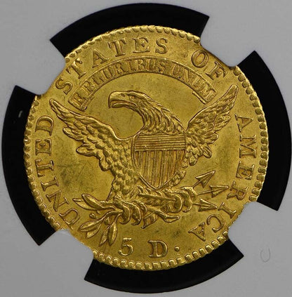 1813 Capped Head Lg Size $5 NGC MS64