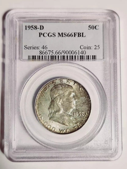 1958 D Franklin Half Dollar PCGS MS-66 FBL COLORS