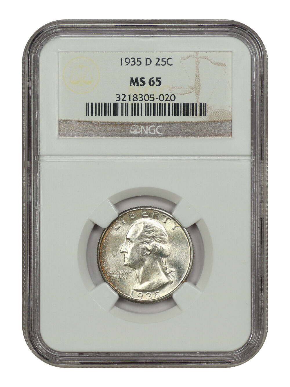 1935-D 25C NGC MS65 - Washington Quarter - Key Date