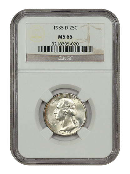 1935-D 25C NGC MS65 - Washington Quarter - Key Date