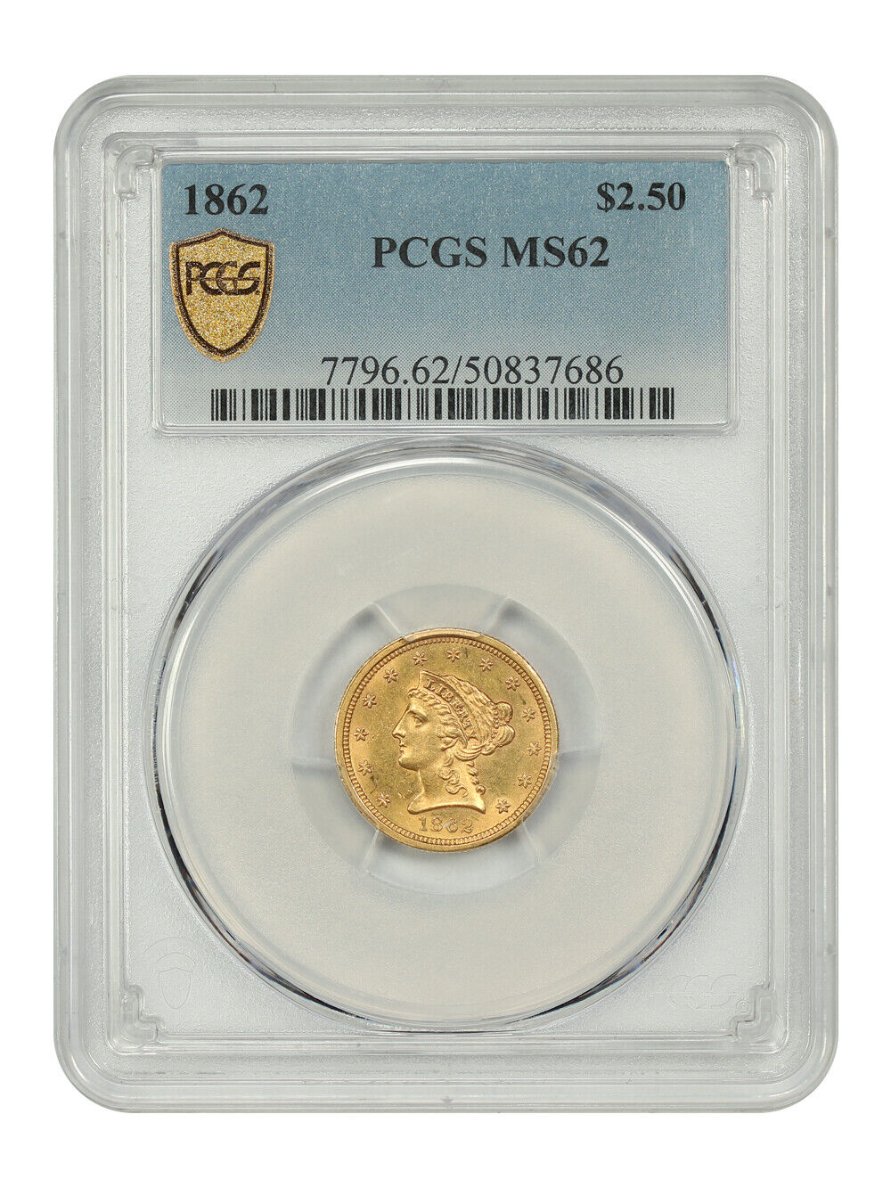 1862 $2.50 PCGS MS62 - Liberty Head $2.5