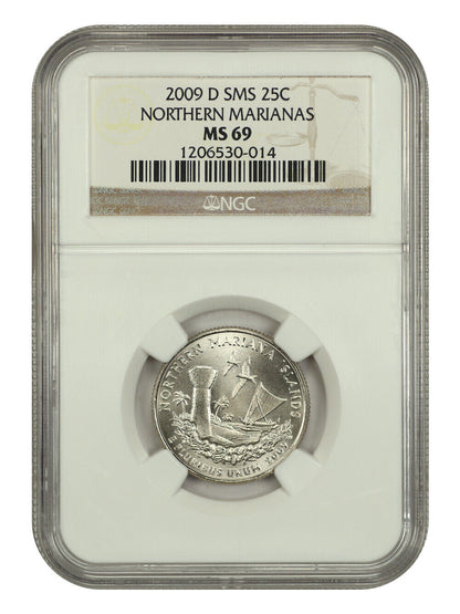 2009-D 25C Northern Mariana Islands NGC SP69 (Satin Finish) - Type 1, Clad