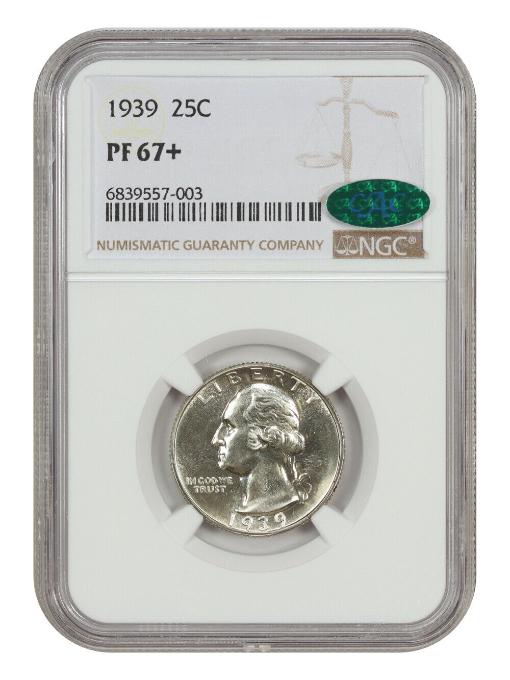 1939 25C NGC/CAC PR67+ - Washington Quarter