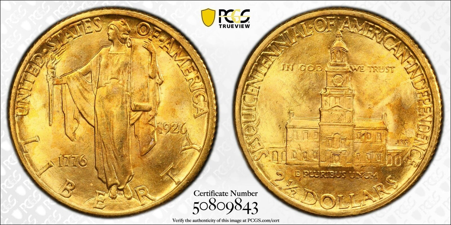 1926 P Gold $2.5 Sesquicentennial PCGS MS-65