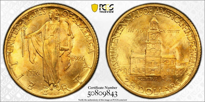 1926 P Gold $2.5 Sesquicentennial PCGS MS-65