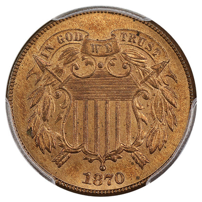 1870 2c PCGS MS65RD ex: D.L. Hansen