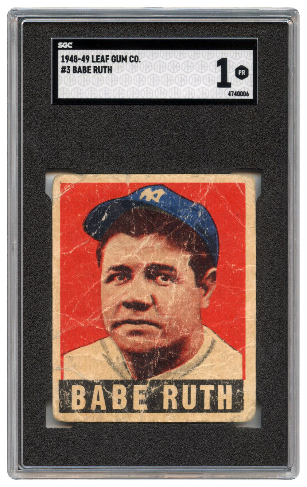 1948-49 Leaf Gum Co. #3 Babe Ruth SGC 1