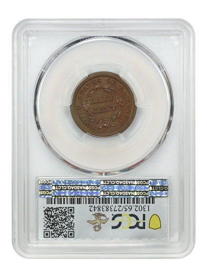 1849 1/2C PCGS/CAC PR65BN (Small Date, Original) ex: D.L. Hansen