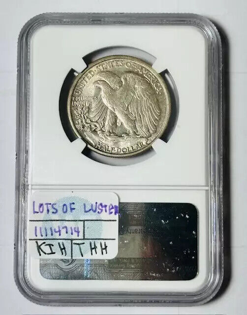 1917 D Obverse Walking Liberty Half Dollar NGC AU-58 D Lots of Luster!