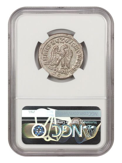 Ancient Roman: Philip I (AD 244-249) BI Tetradrachm NGC Choice AU (Antioch)