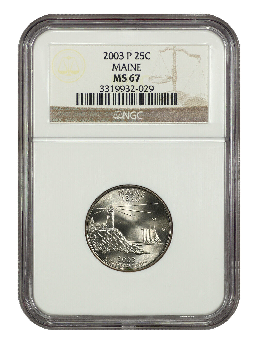 2003-P 25C Maine NGC MS67 - Washington 50 States Quarters