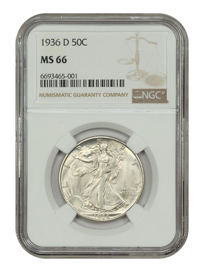 1936-D 50C NGC MS66 - Walking Liberty Half Dollar