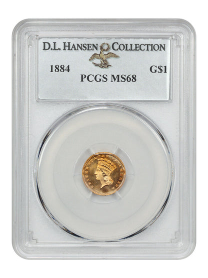 1884 G$1 PCGS MS68 ex: D.L. Hansen