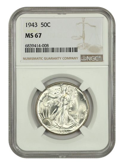 1943 50C NGC MS67 - Walking Liberty Half Dollar