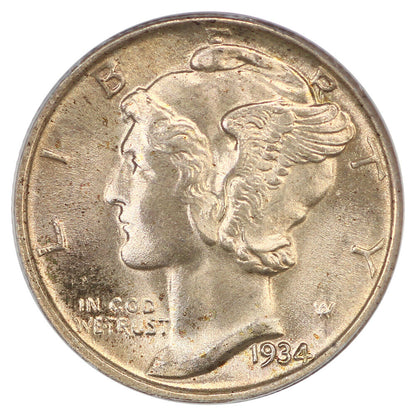 1934 10C PCGS MS65FB - Mercury Dime