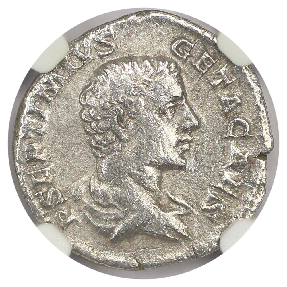 Ancient Roman: Geta (AD 209-211) AR Denarius NGC VF