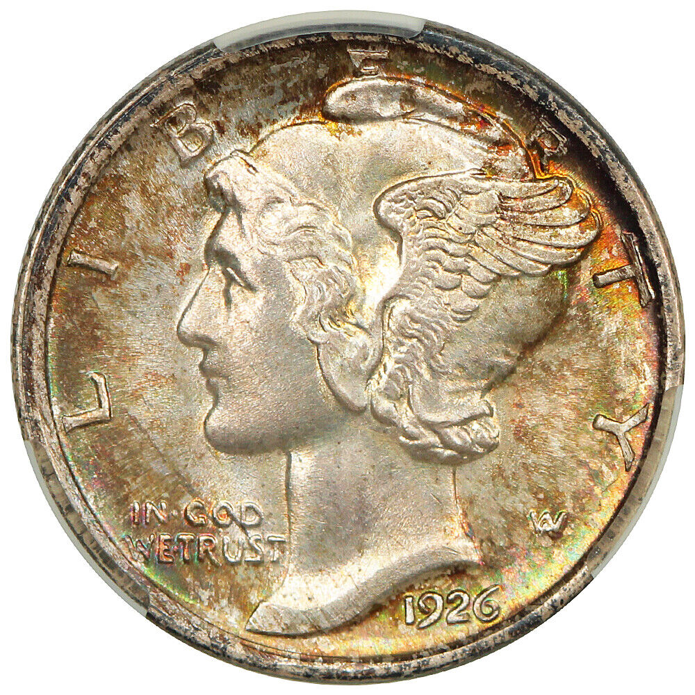 1926-D 10C CACG MS66+FB ex: D.L. Hansen - Mercury Dime