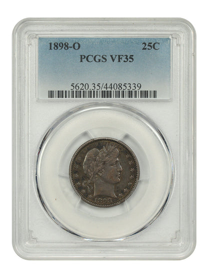 1898-O 25C PCGS VF35 - Barber Quarter - Key Date O-Mint Barber Quarter