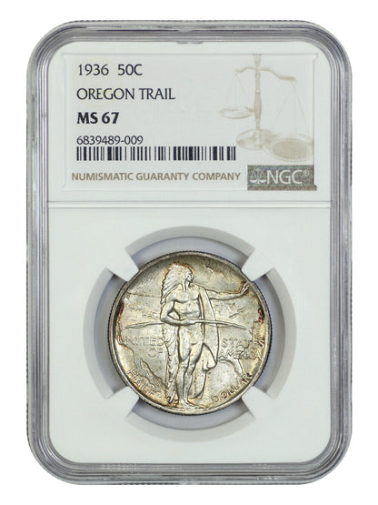 1936 50C Oregon NGC MS67 - Classic Silver Commemorative - Low Mintage Issue