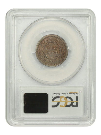 1840 1/2C PCGS/CAC PR64BN (Restrike) - Braided Hair Half Cent