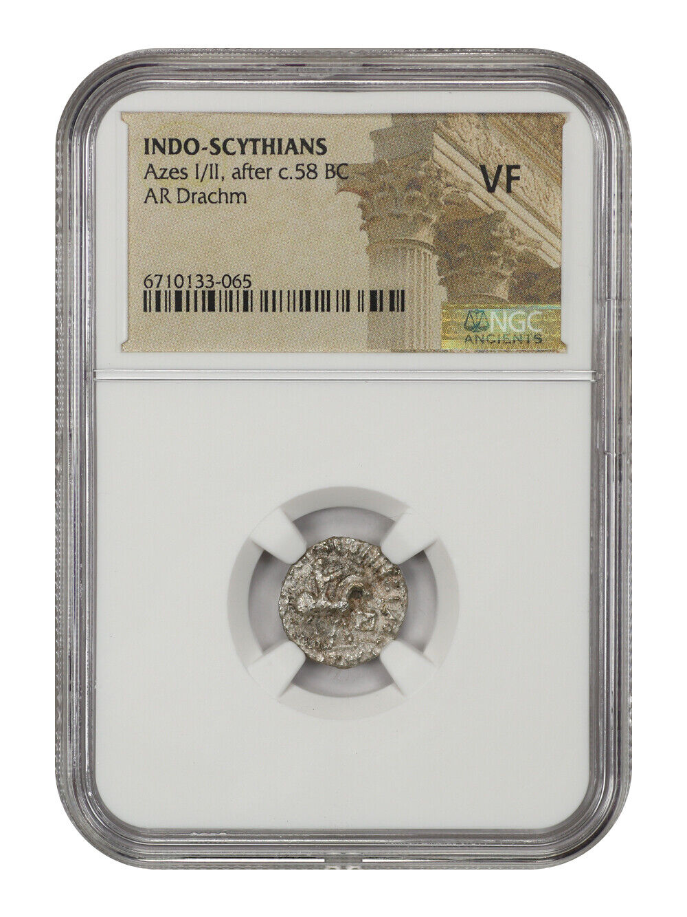 Ancient Roman: Azes I/II (after c.58 BC) AR Drachm NGC VF (Indo-Scythians)