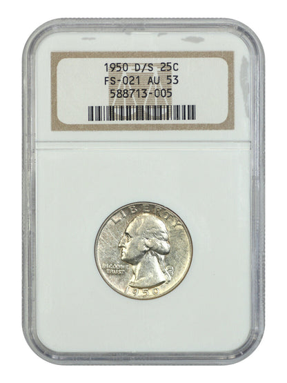 1950-D/S 25C NGC AU53 (FS-021) - Washington Quarter