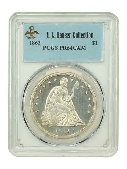 1862 $1 PCGS PR64CAM ex: D.L. Hansen