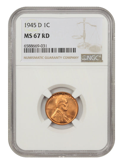 1945-D 1c NGC MS67 RD